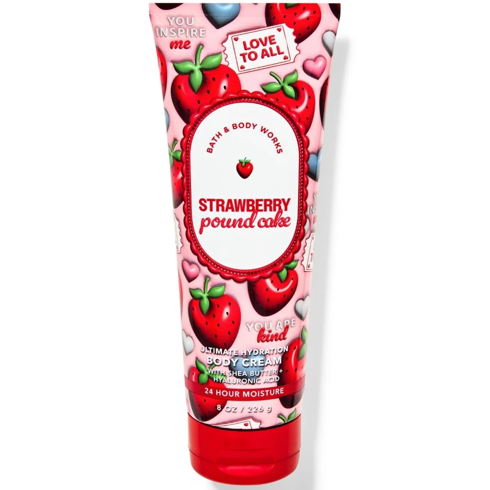 Bath & Body Works Strawberry Pound Cake Ultimate Hydration Body Cream 8oz NEW